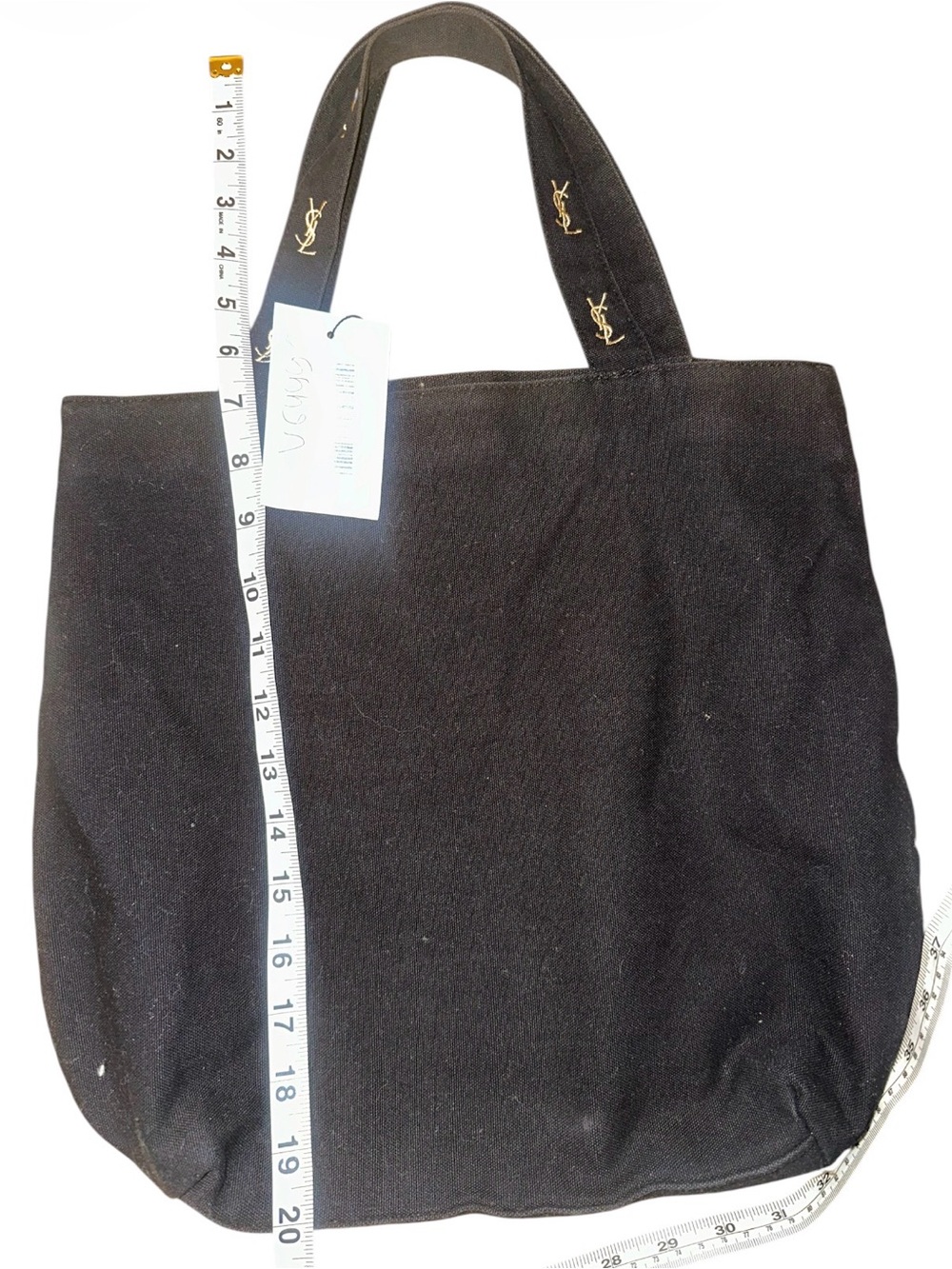 Yves Saint Laurent perfums Black Canvas Tote with Gold YSL Emblem - Picture 14 of 16